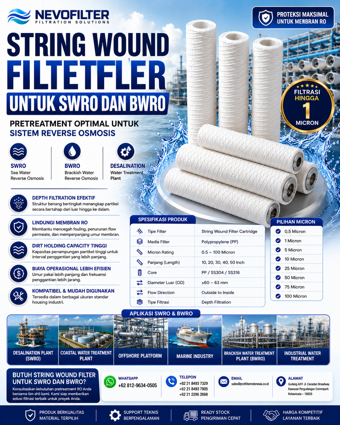 String Wound Filter untuk SWRO dan BWRO